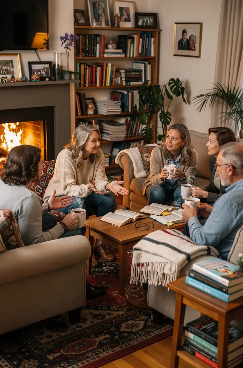 Group of diverse adults enjoying a social club meetup